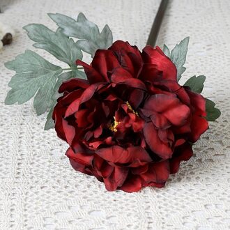 Open Pioen Korte Tak Met Blad Silk Kunstbloemen Home Hotel Decor Flores Artificiales Bruiloft Decoratie Flores