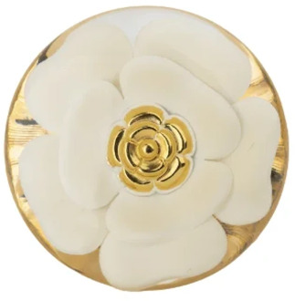 Open Stijve Metalen Armband met Camellia Design Chanel Vintage , Yellow , Dames - ONE Size