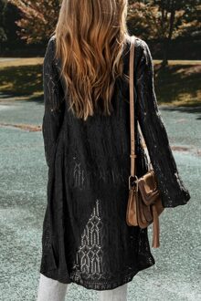 Openfront Gebreide Kanten Cardigan - maat L Zwart