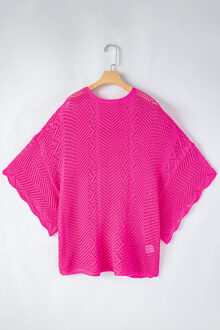 Opengehaakt Korte Mouw Pullover - maat XL Stoffig Roze
