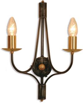 Opera - mooie wandlamp in kandelaar look bruinzwart, gesatineerd messing