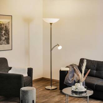 Opera uplighter leesarm dimbaar nikkel mat nikkel, chroom, wit gesatineerd