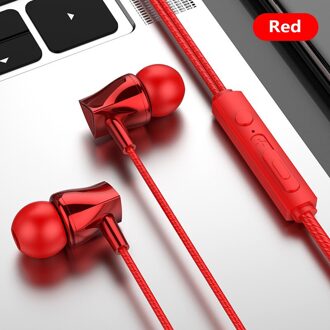 Opgewaardeerd In Oor Met Mic Headset Wired 3.5Mm Plug Subwoofer Hoofdtelefoon Comfortabele Oortelefoon Portable Oordopjes Voor Mobiele Telefoon rood
