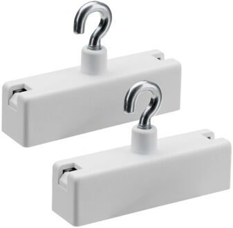 Ophang haak magneet - 2x - metaal en kunststof - wit - kan 10 kilo dragen - ophangen van spullen