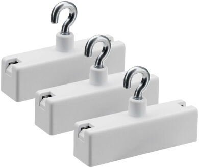Ophang haak magneet - 5x - metaal en kunststof - wit - kan 10 kilo dragen - ophangen van spullen