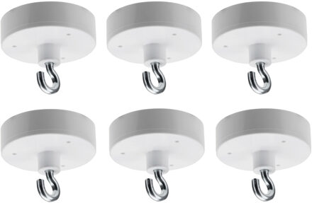 Ophang haak magneet - 6x - metaal - Dia 4,3 cm - spullen ophangen - Max 5 kilo