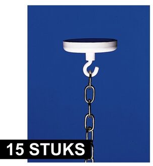 Ophanghaak met magneet - 15x - wit - 16 mm - max 1.5 kg draagkracht