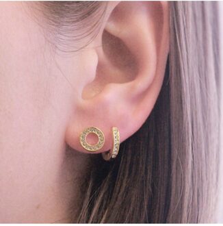 Ophir Oorbellen - Witte Zirkoon Wit & Goud - One Size