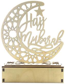 Opknoping Diy Houten Ramadan Led Decoratieve Moon Hollow Home Decor Ornamenten Licht Letters Hanger Kaars T0C6 leger groen