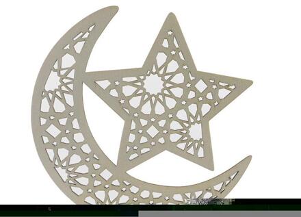 Opknoping Diy Houten Ramadan Led Decoratieve Moon Hollow Home Decor Ornamenten Licht Letters Hanger Kaars T0C6 Licht Geel