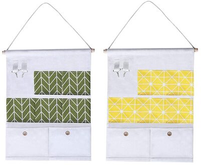 Opknoping Kast Opbergtas Linnen Katoen Muur Gemonteerde Opbergtas, deur Muur Gemonteerde Pocket Opbergtas 2 Pcs