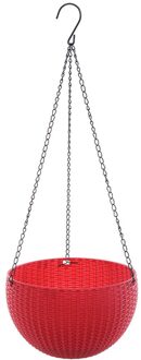 Opknoping Mand Imitatie Rotan Bloempot Ronde Hars Tuin Planter Voor Indoor Outdoor A1 Rood