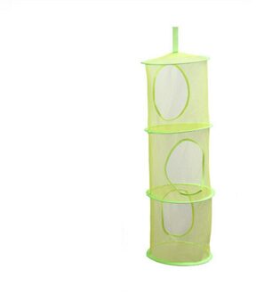 Opknoping Mesh Ruimte Saver Tassen Organizer 3 Compartimenten Opslag Mand Voor Kinderkamer (Geel) groen