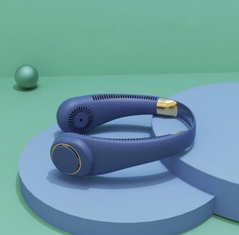 Opknoping Nek Fan Draagbare Usb Opladen Handheld Student Lui Opknoping Hals Kleine Mini Netto Rood Kleine Elektrische Ventilator blauw