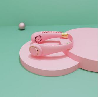 Opknoping Nek Fan Draagbare Usb Opladen Handheld Student Lui Opknoping Hals Kleine Mini Netto Rood Kleine Elektrische Ventilator roze