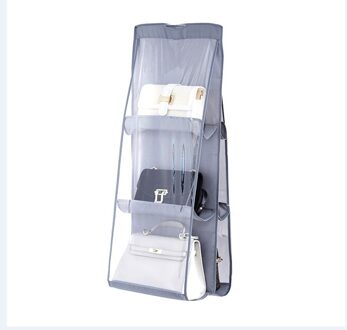 Opknoping Opbergtas Transparante Opknoping Effen Kleur Organizer Met Zes Zakken Voor Handtas Schoudertas Grijs
