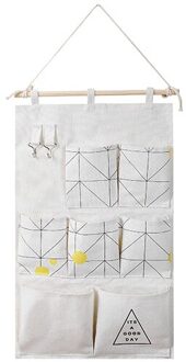 Opknoping Organizer Opknoping Doek Organizer Katoen En Linnen Art Opbergtas Multi-Raster Muur Opknoping Opbergtas Achter Deur