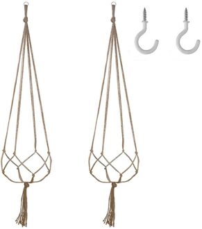 Opknoping Pot Touw Hennep Macrame Plant Bloem Pot Opknoping Houder Mand Hanger Home Verticale Tuin Balkon Decoratie Q40 2stk