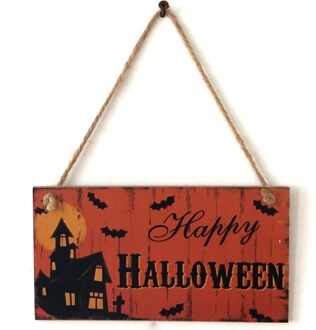 Opknoping Teken Happy Halloween Houten Deur Plaat Doorplate Muur Pompoen Decoratie