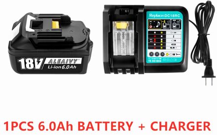 Oplaadbare Batterij BL1860 18V 6000Mah Lithium Ion Makita 18V Batterij BL1860 BL1830 LXT400 + DC18RC 3A Tool batterij Oplader 1pc6.0AH-1pcCharger