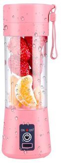 Oplaadbare Elektrische Fruit Juicer Blender Handheld Smoothie Milkshake Maker Groente Squeezer Juice Roeren Mixer Tool Roze