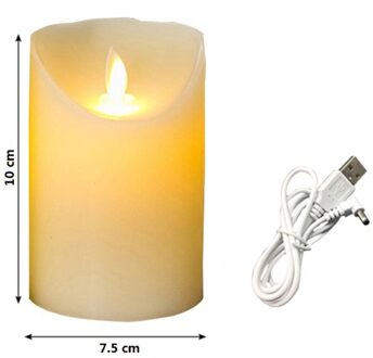 Oplaadbare Kaarsen Lights, Led Vlamloze Kaarsen Glad Flikkerende Kaars Licht Met Timer Afstandsbediening Voor Home Decoratie 1stk 7.5x10cm