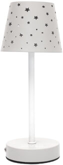 Oplaadbare kinderkamer tafellamp - met usb - lichtgrijs - sterren - 28,5 cm