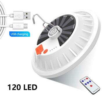 Oplaadbare Led Gloeilamp Afstandsbediening Solar Lading Lantaarn Draagbare Nood Avondmarkt Licht Outdoor Camping Thuis Usb 120LED