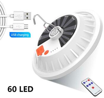 Oplaadbare Led Gloeilamp Afstandsbediening Solar Lading Lantaarn Draagbare Nood Avondmarkt Licht Outdoor Camping Thuis Usb 60LED