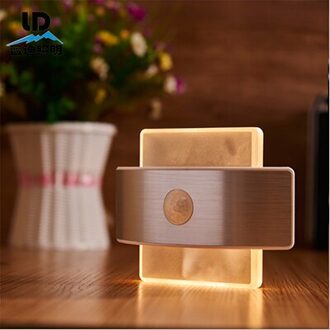 Oplaadbare LED Infrarood PIR Motion Sensor Nachtlampje Draadloze LED Wandlamp Auto On/Off voor Kid Pathway Trap muur Koelkast rechthoek / wit kleur