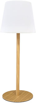 Oplaadbare LED tafellamp - houteffect - 40 cm - buiten en binnen