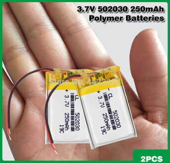 Oplaadbare Li-Po Batterij 052030 502030 3.7V 250 Mah MP3 MP4 Speelgoed Lithium Polymeer Batterij Voor Gps Mid bluetooth Headset 2stk