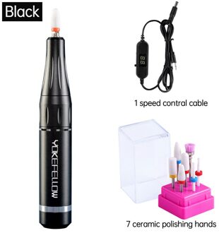 Oplaadbare Manicure Nail Boor Machine 35000Rpm Voor Manicure Nail Gel Polijstmachine Borstelloze Elektrische Nagel Boormachine Nagelvijl UV201-NBD07-zwart