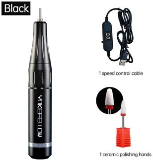 Oplaadbare Manicure Nail Boor Machine 35000Rpm Voor Manicure Nail Gel Polijstmachine Borstelloze Elektrische Nagel Boormachine Nagelvijl UV201P-zwart