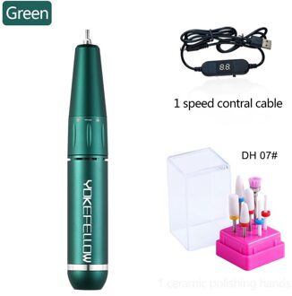 Oplaadbare Manicure Nail Boor Machine 35000Rpm Voor Manicure Nail Gel Polijstmachine Borstelloze Elektrische Nagel Boormachine Nagelvijl UV301P-NDB07-groen