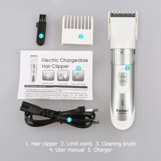 Oplaadbare Mannen Tondeuse Scheermes Verstelbare Elektrische Tondeuse Professionele Baard Trimmer Enkele Blade Snijmachine 45D zilver-geen doos