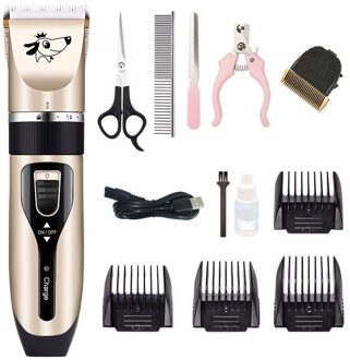 Oplaadbare Pet Grooming Tondeuse Kit Pet Pusher Low Noise Scheren Haar Trimmer Clipper Kapper Grooming Voor Honden set4