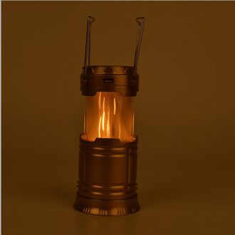 Oplaadbare Solar Camping Lantaarn 6 LED Lichtbron Poweful Draagbare Camping Lantaarns Outdoor Tent Licht Lamp gouden