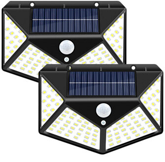 Oplaadbare Straat Licht 100 172 262 Led Waterdichte Pir Motion Sensor Beveiliging Solar Lamp Outdoor Emergency Tuin Wandlamp 2stk 100LED licht
