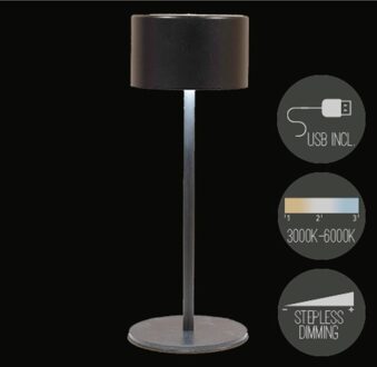 Oplaadbare tafellamp USB zwart 8x22cm