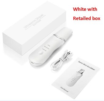 Oplaadbare Ultrasone Gezicht Huid Scrubber Pen Facial Cleaner Peeling Trillingen Mee-eter Verwijderen Exfoliërende Porie Cleaner Gereedschap wit met doos