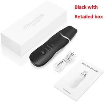Oplaadbare Ultrasone Gezicht Huid Scrubber Pen Facial Cleaner Peeling Trillingen Mee-eter Verwijderen Exfoliërende Porie Cleaner Gereedschap zwart met doos