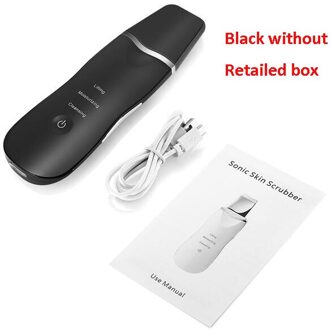 Oplaadbare Ultrasone Gezicht Huid Scrubber Pen Facial Cleaner Peeling Trillingen Mee-eter Verwijderen Exfoliërende Porie Cleaner Gereedschap zwart zonder doos