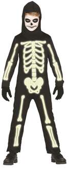 Oplichtend skeletten kostuum voor jongens 7-9 jaar (122-134)