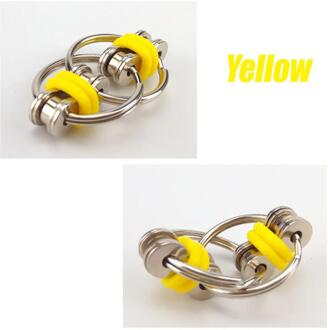 Opluchting Bike Chain Fidget Speelgoed Voor Autisme Antistress Speelgoed Set Anti Stress Adhd Spinner Sleutel Metalen Ring Puzzel Zintuiglijke speelgoed geel