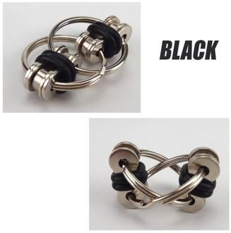 Opluchting Bike Chain Fidget Speelgoed Voor Autisme Antistress Speelgoed Set Anti Stress Adhd Spinner Sleutel Metalen Ring Puzzel Zintuiglijke speelgoed zwart
