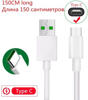 Oppo A53 A72 Reno4 Se Xt Realme 7 X2 5A Super Flash Vooc Type C Lading Kabel Voor Samsung S20 fe Honor 30i 9 Snelle Usb Car Charger 1.5M type C kabel