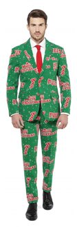 Opposuits Groene business suit met kerst print