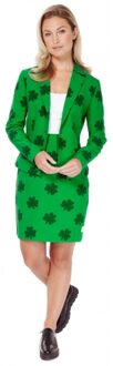 Opposuits Groene business suit met klaver print voor dames