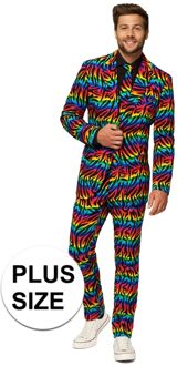 Opposuits Grote maten heren verkleed pak/kostuum zebra regenboog print Multi